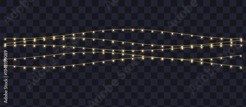 Three wavy horizontal strings of glowing yellow fairy lights illuminate a festive occasion with warmth