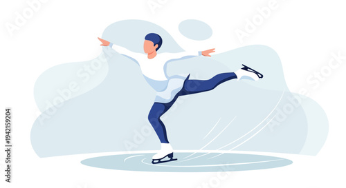 Graceful Figure Skater Performing on Ice Rink.