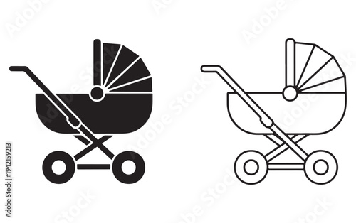Baby stroller vector illustration set
