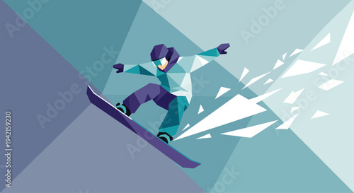 Dynamic Snowboarder in Mid-Air Action.