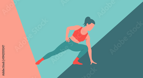 Woman in athletic wear performing a lunge exercise.