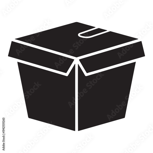 Black takeaway box icon flat design