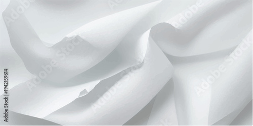Luxury white cloth background abstract with soft waves. White fabric smooth texture background. White silver fabric silk background. Cloth soft wave. Creases of satin, silk, and cotton. Vector EPS10.