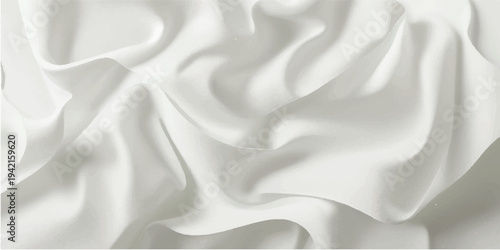 Elegant white silk and satin fabric background featuring soft luxury waves and smooth rippled textures for a shiny wedding drapery backdrop design