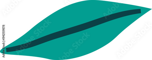 Leaf With Vein Minimal Line Art