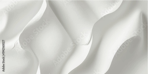 Elegant white silk and satin fabric background featuring smooth flowing waves and soft curves in a luxury textile design with a light cream liquid texture for a wedding backdrop illustration