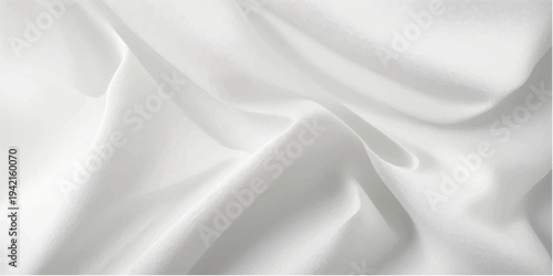 Macro Shot of White Satin Fabric Texture Showing Detailed Threads and Soft Waves