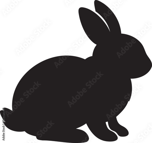 Black silhouette of a rabbit on white background bunny