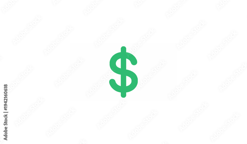 Obraz premium Simple Green Dollar Symbol Vector Icon Minimal Finance Design