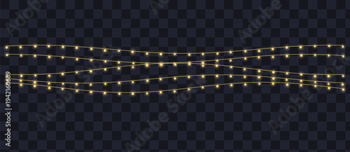 Bright yellow string lights illuminate a darkcreating a warm and festive atmosphere