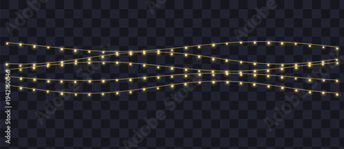 Bright yellow string lights illuminate a darkcreating a warm and festive atmosphere