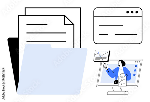 Document management concept. Centralized files, organized data storage, and document sharing for efficient workflow. Document solutions for businesses, education, and digital tools. workflow