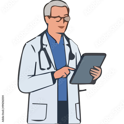 Doctor with Tablet Vector Element