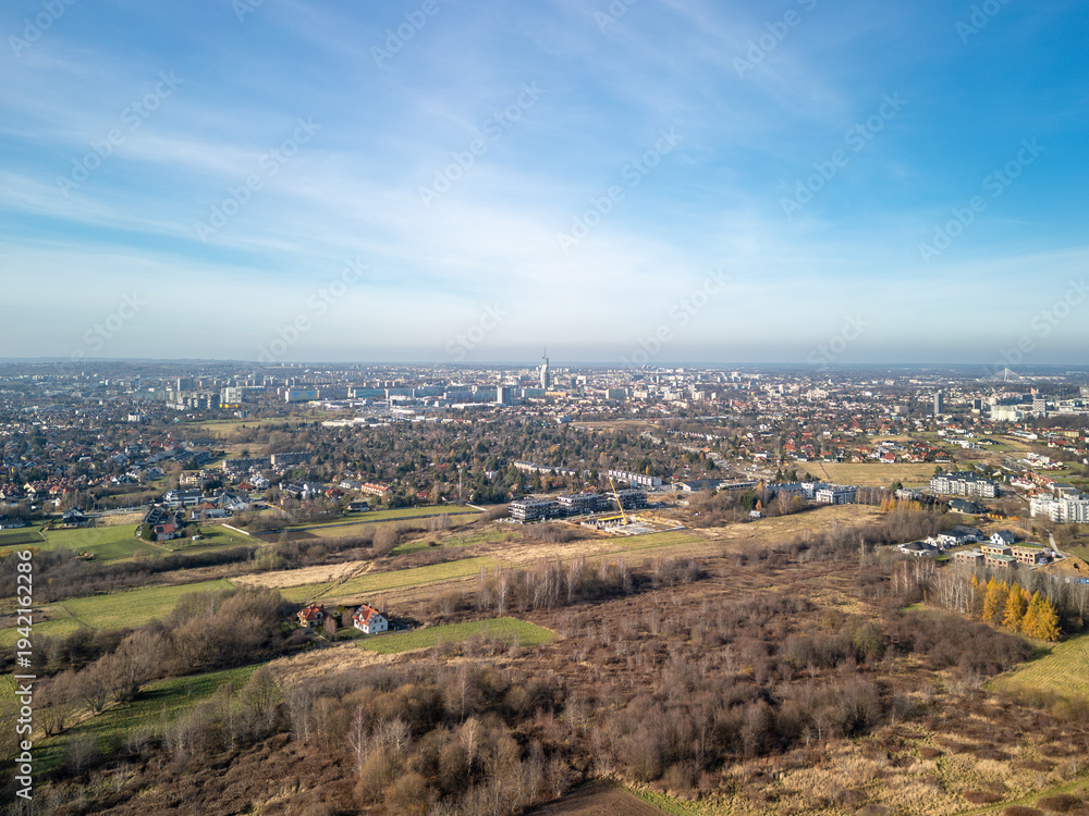 Obraz premium 13 November 2025 - Rzeszów, Subcarpathian, Poland: Panorama of Rzeszów suburban area from the south-east