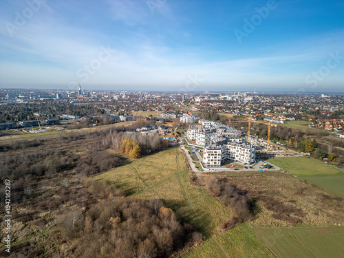 13 November 2025 - Rzeszów, Subcarpathian, Poland: New residential areas on the outskirts of the city to the south-east