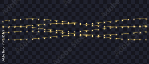 Multiple luminous yellow light bulbs on wavy strings create a festive and cheerful visual display