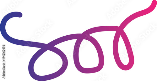 The image presents a digitally generated design characterized by a stylized, swirling line that stands out against a clean white background. This line exhibits a smooth, flowing form, reminiscent 