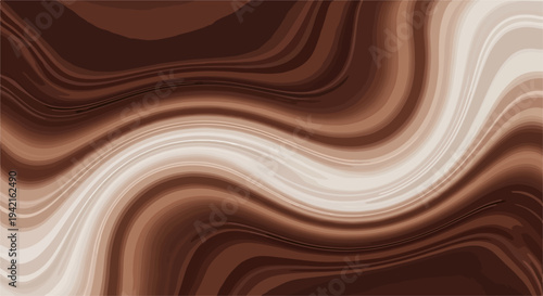 Textura abstrata fluida com ondas de chocolate e creme, criando um fundo orgânico e elegante em tons terrosos, ideal para design moderno.