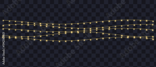 Multiple strands of illuminated yellow fairy lights cast a gentle glow across a transparent backdrop