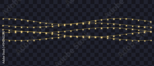 Shimmering golden light strings with many small luminous bulbs provide a cheerful festive feeling