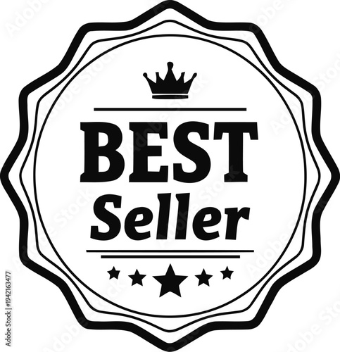 Best Seller emblem with crown and stars, premium product seal of approval and quality assurance badge