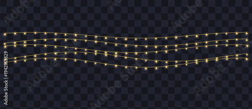 Three wavy horizontal strings of glowing yellow fairy lights illuminate a festive occasion with warmth