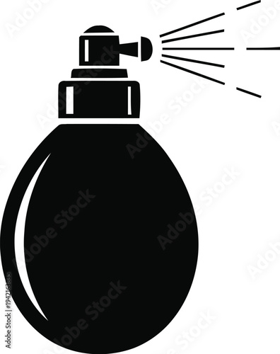 Perfume spray bottle icon, silhouette style for fragrance product or beauty advertisement design element