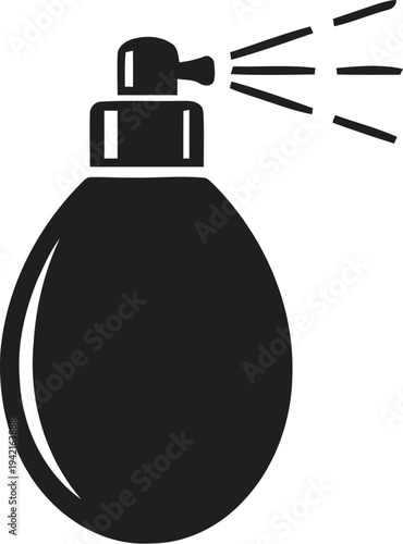 Perfume spray bottle icon, silhouette design for fragrance product or beauty advertisement element isolated