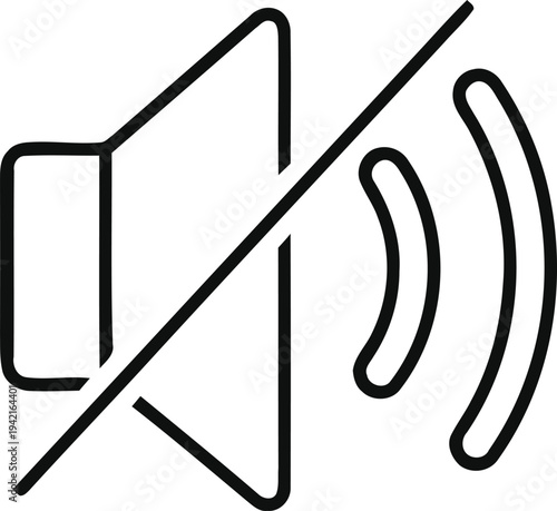 Mute volume icon with speaker and crossed line representing silent mode or audio disabled symbol for user interface design