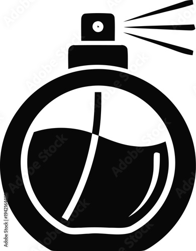 Perfume bottle icon with fragrance spray mist effect isolated on transparent background luxury cosmetic glass bottle design