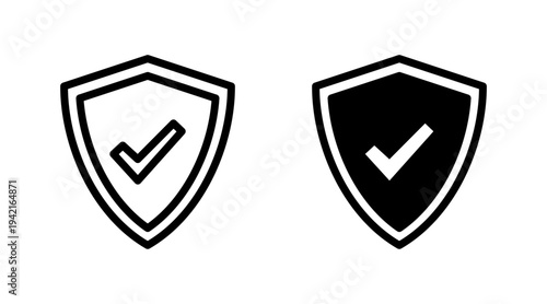 Shield check mark icon set vector. Protection approve sign. Insurance icon