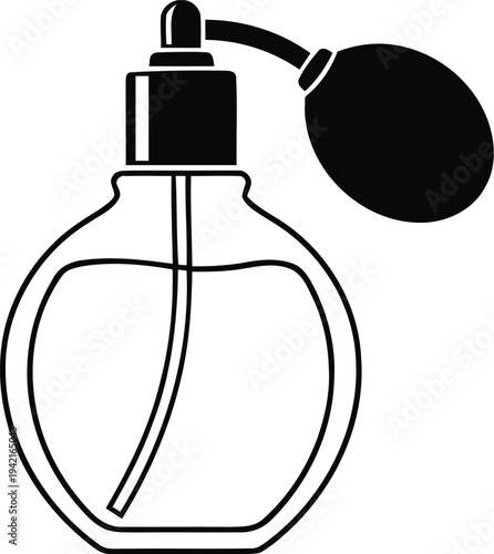 Elegant perfume bottle outline illustration for beauty and fashion product design graphic element