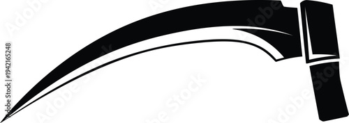 Black Scythe Blade Icon Isolated on White Background for Halloween and Agriculture Design