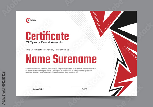 Sports event certificate design template