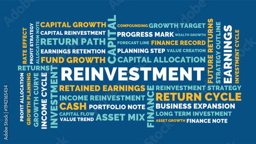 Reinvestment Word Cloud Animation, Retained Earnings and Return Cycle Finance Strategy Theme