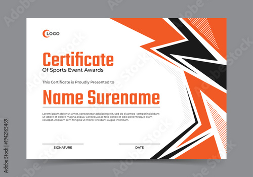 Sports event certificate design template