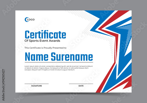 Sports event certificate design template
