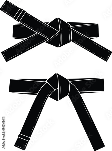 Black belt illustration for martial arts achievement, karate, judo, taekwondo, and self-defense training