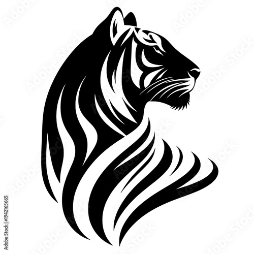 Wild tiger portrait silhouette