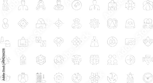 Collection of black dotted outline on white background symbol
