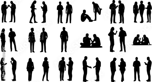 collection of silhouettes of people men and women