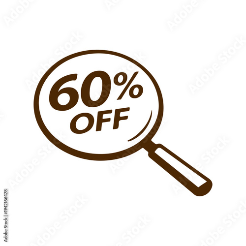 60% off magnifying glass vector
Vector percentage discount sale on a white background