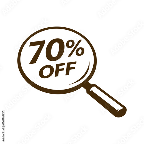 70% off magnifying glass vector
Vector percentage discount sale on a white background