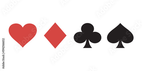 Four Playing Card Suit Symbols Isolated.