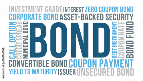Bond Word Cloud Design for Poster, Wall Art, Investor Education Banner, Finance Classroom Decor. Bond modern finance typography
