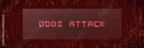 DDoS Attack Alert on Red Digital Screen for Critical Infrastructure Network Security