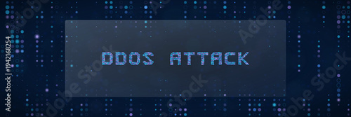 Cybersecurity DDoS Attack Concept with Digital Matrix Background for Network Security