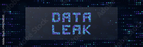Cybersecurity Data Leak Concept with Digital Pixelated Text on Dark Background