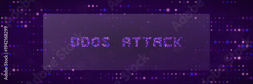 Distributed Denial of Service DDoS Attack Concept on Purple Digital Pixel Background