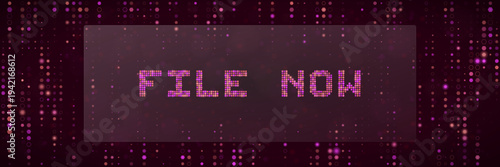 Digital Tax Filing Banner with Pink Pixel Art Text File Now